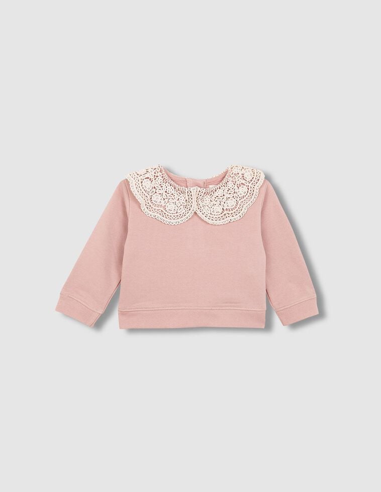 Sweat à col crochet lilas