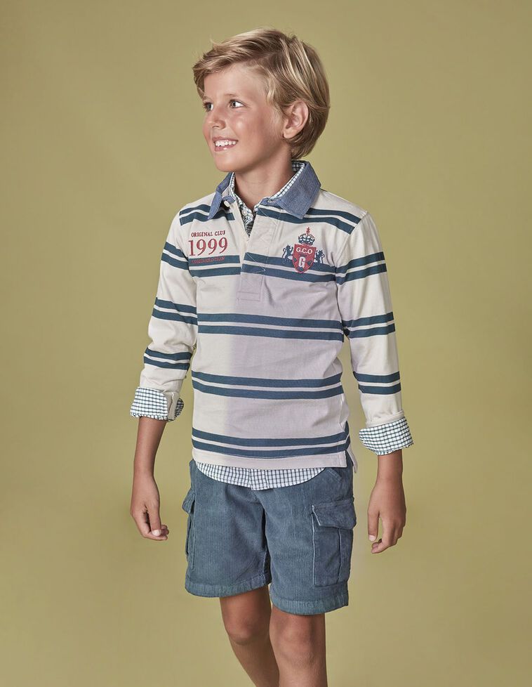 Short cargo gris en microvelours côtelé