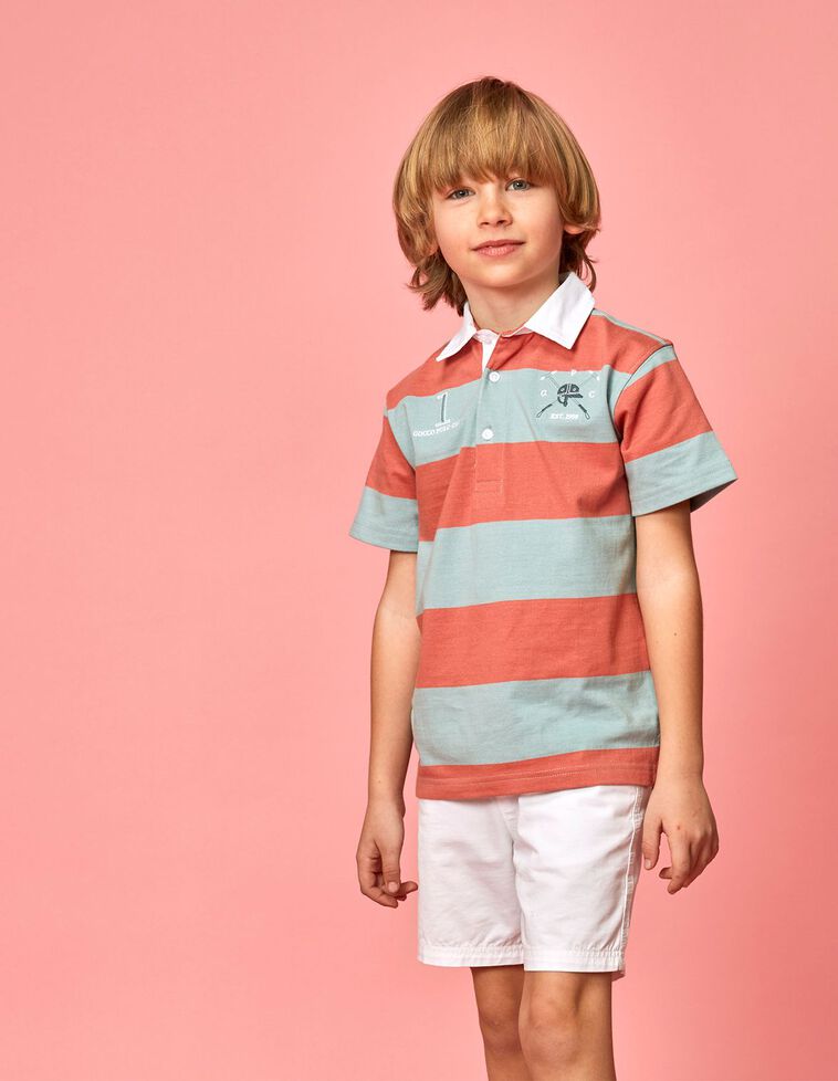 Polo a righe polo club color corallo