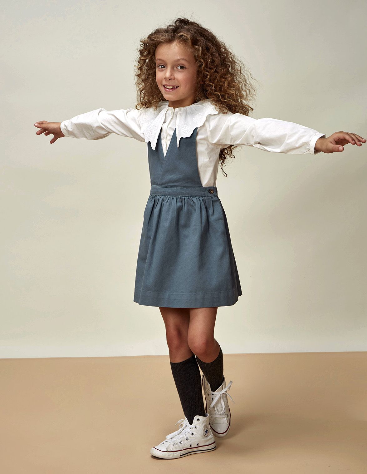 Robe chasuble crois e p trole clair Fille Gocco