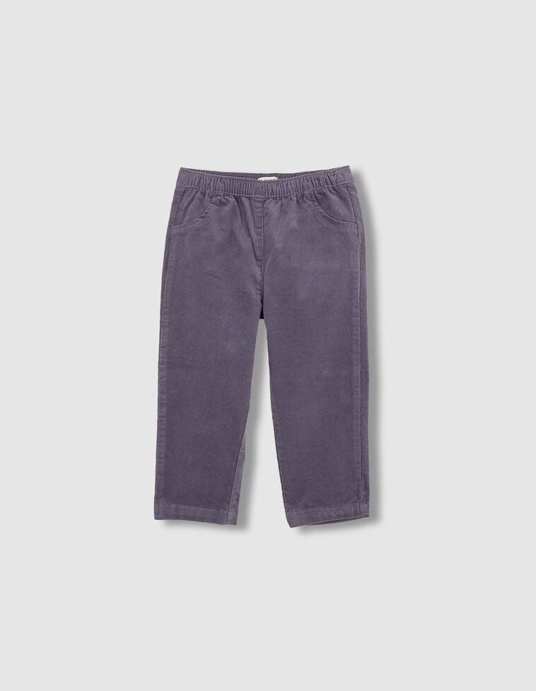 Pantalon long en velours côtelé gris