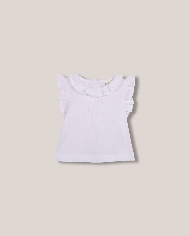 T-shirt &agrave; volants blanc