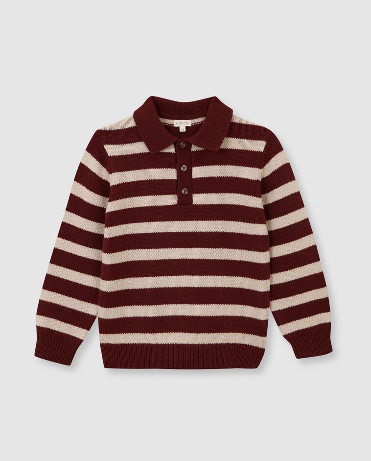 Pull rouge style polo &agrave; rayures gar&ccedil;on