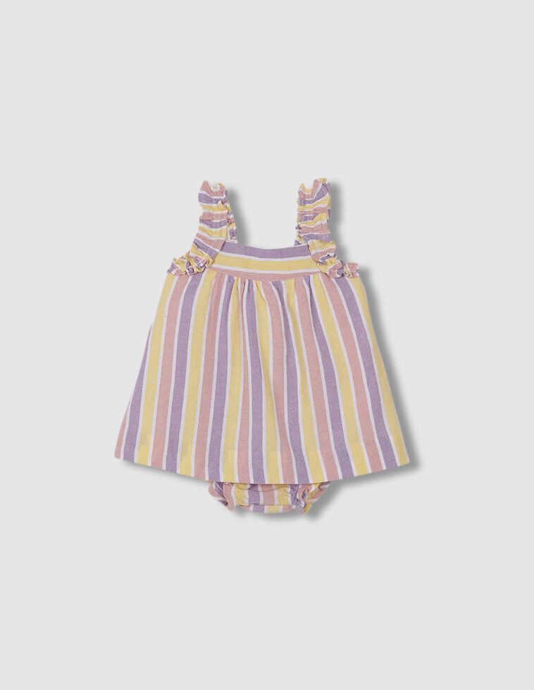 Vestito a righe color rosa antico