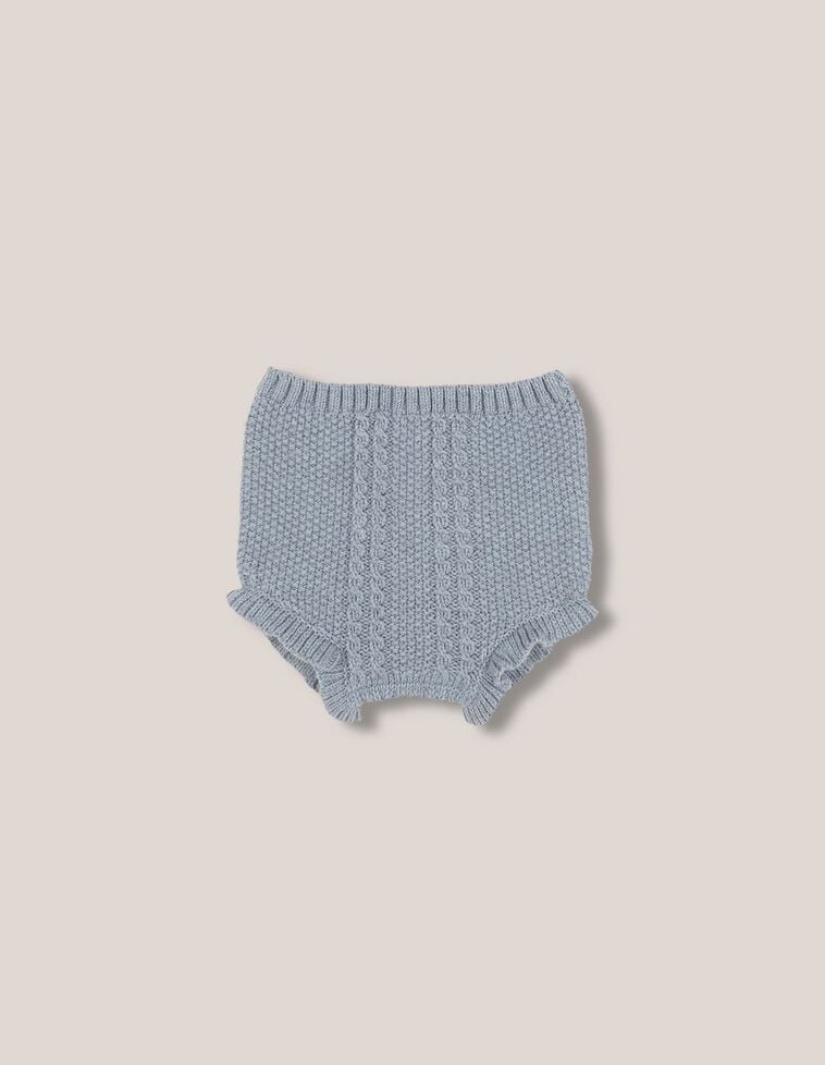 Pantalon bouffant en maille riz avec laine bleue