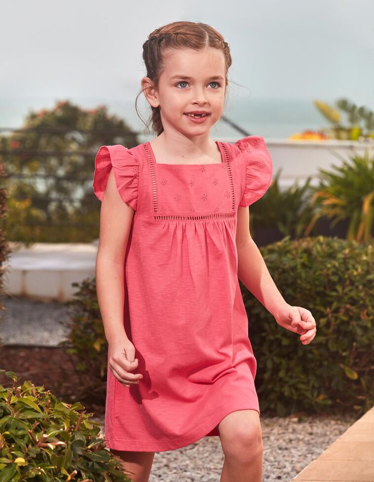 Robe rose à manches volantées