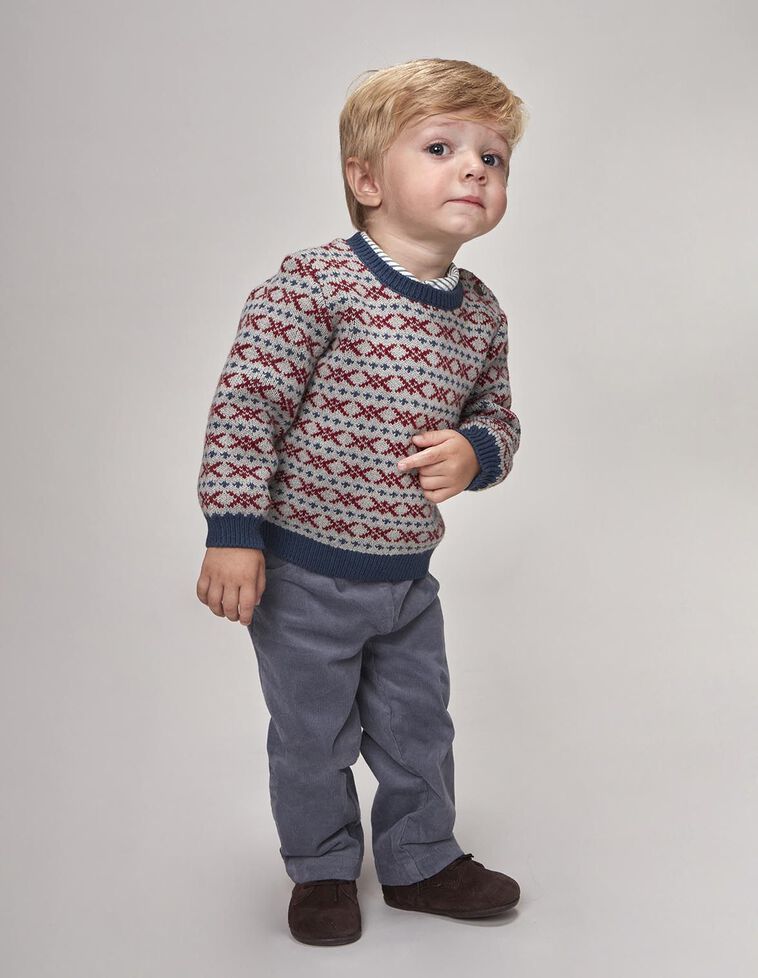 Pull à motif grec gris