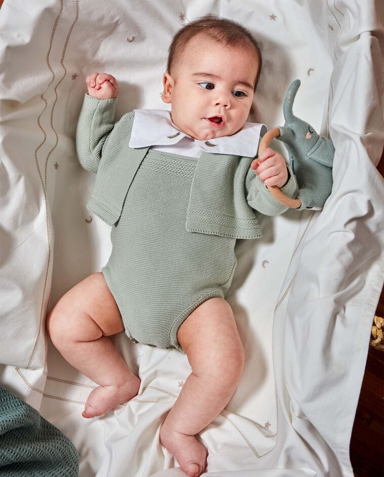 Veste &agrave; torsades verte