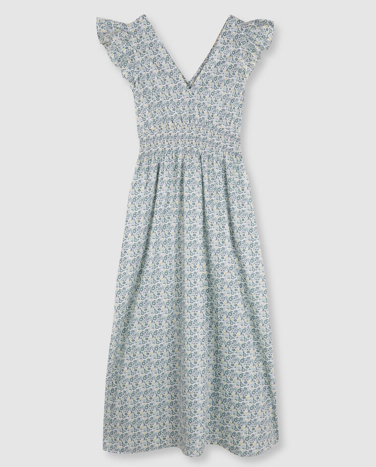 Robe m&egrave;re imprim&eacute;e fleurs blanche