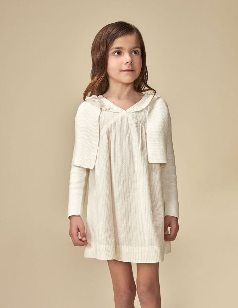 Cardigan court en tricot point mousse blanc