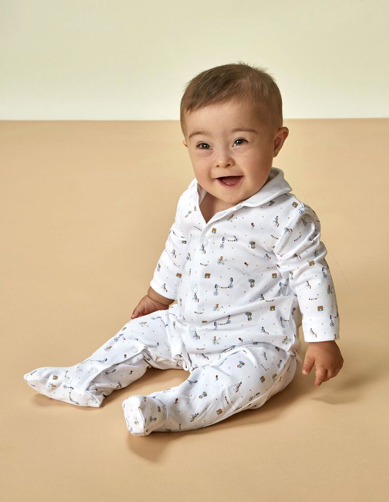 Pijama Comprido Estampado  Branco Ótico