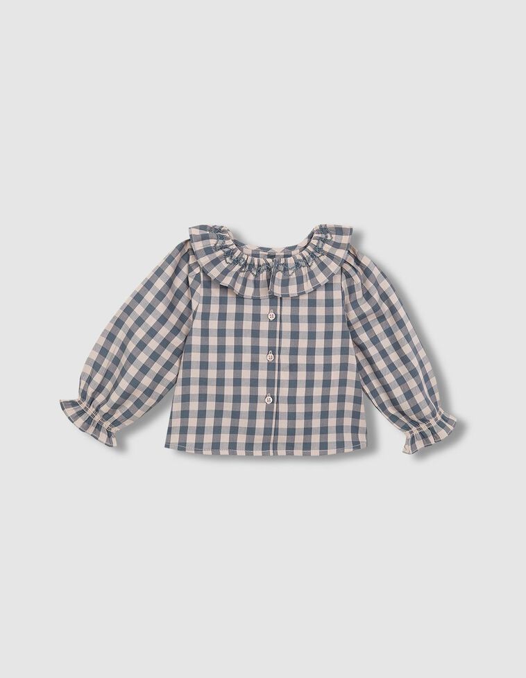 Chemise à carreaux avec smock sur le devant vert