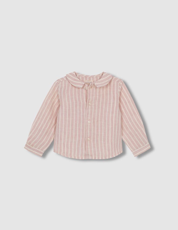 Camisa gola bebé riscas rosa