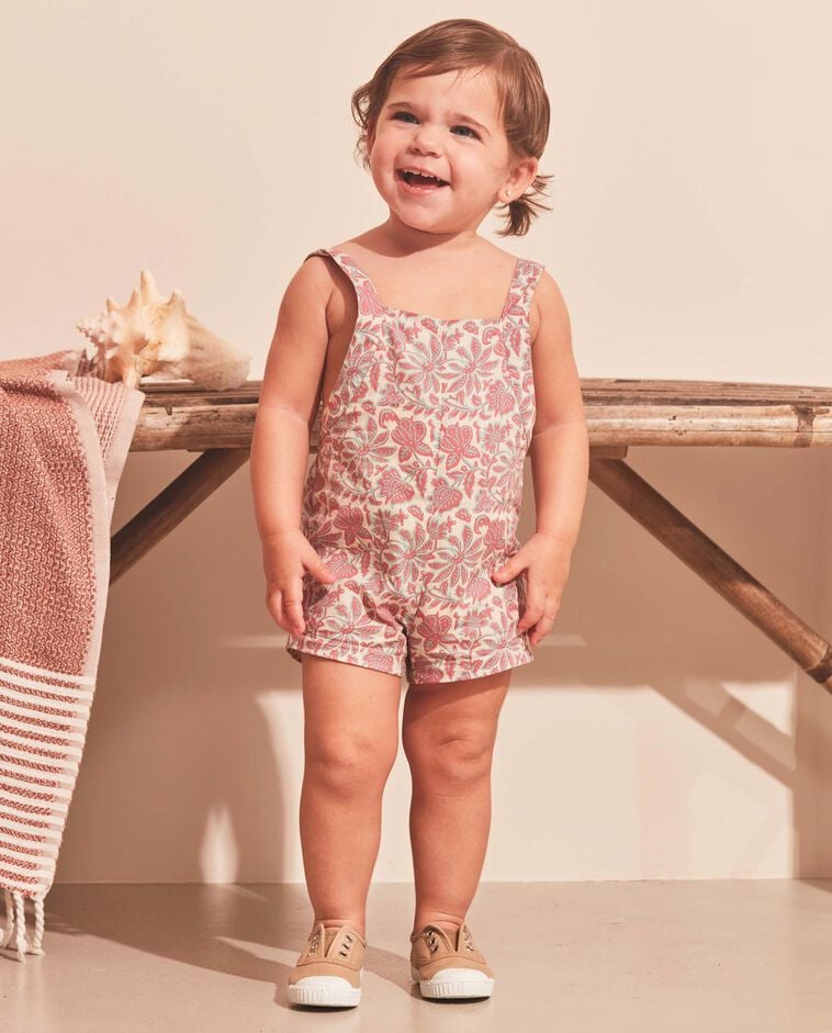 Salopette courte en popeline beige clair