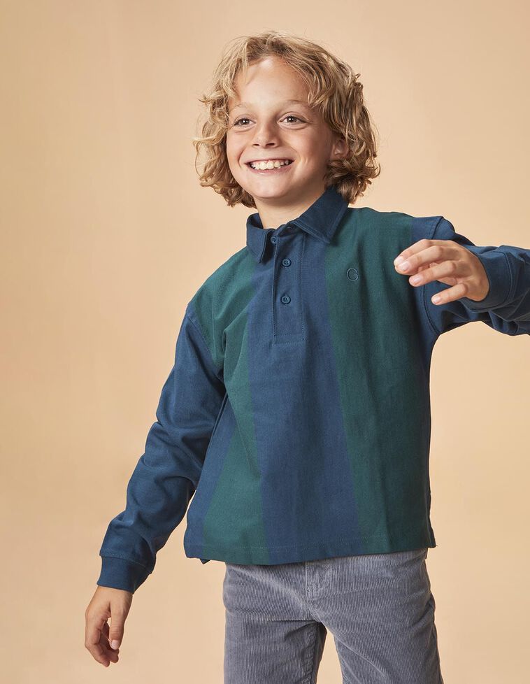 Polo a righe verticali blu