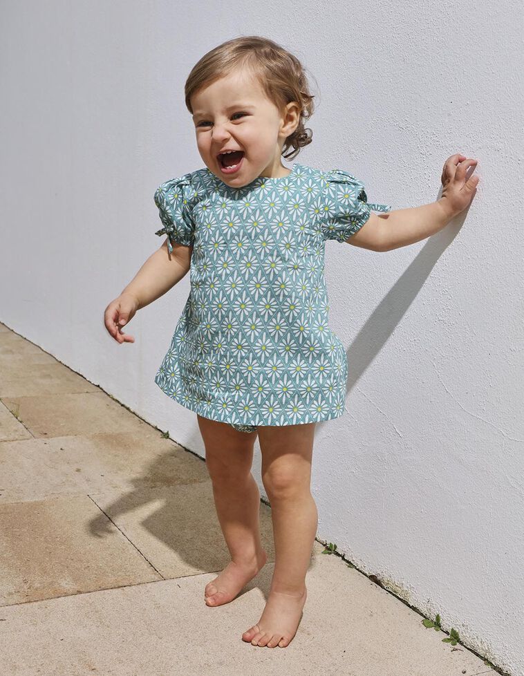 Robe à manches bouffantes et imprimé fleuri