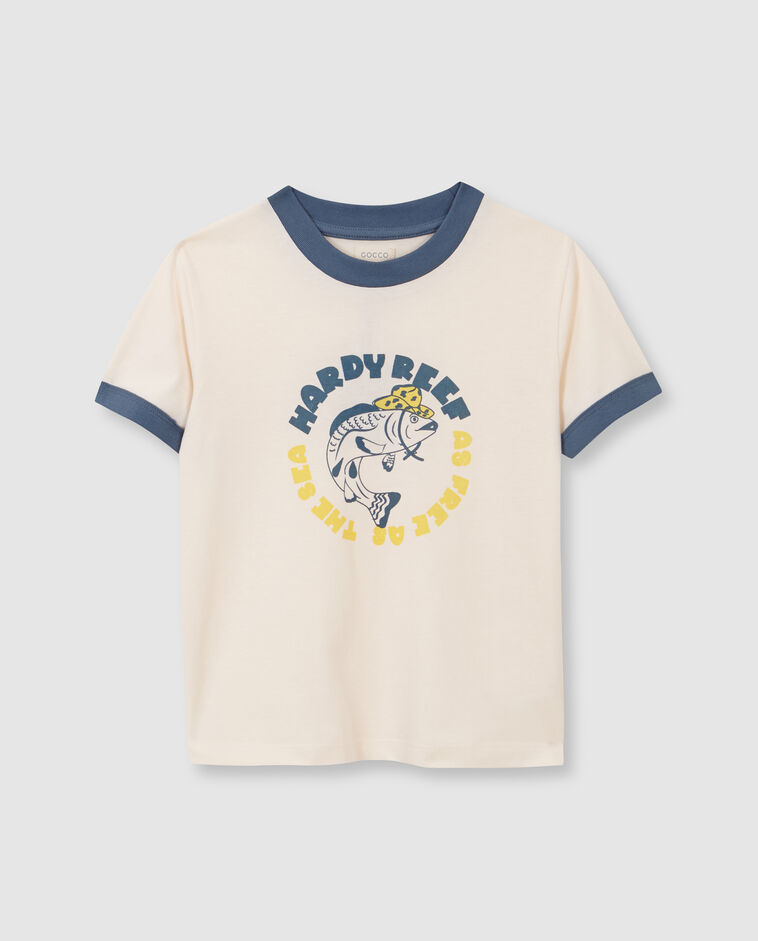 T-shirt &agrave; motif beige clair
