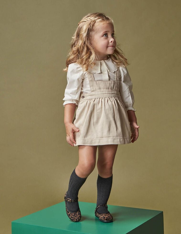 Pinafore-Kleid aus Twill, in Steingrau
