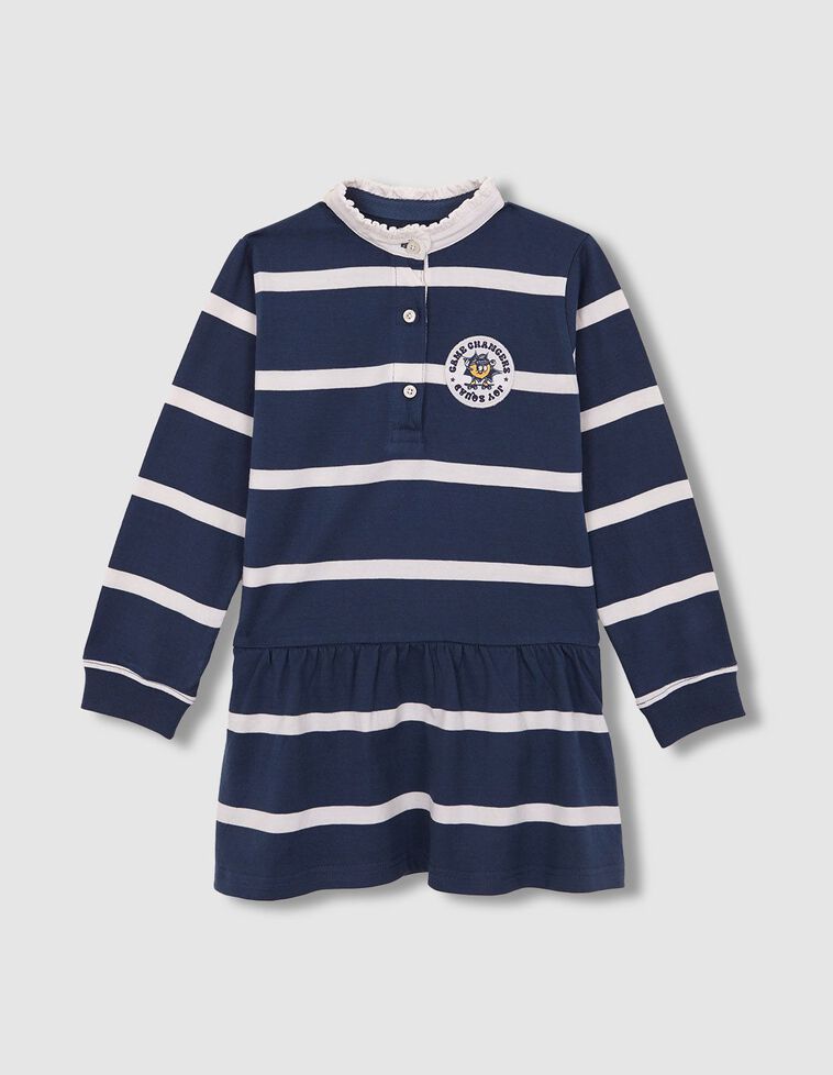 Vestido polo com remendo azul