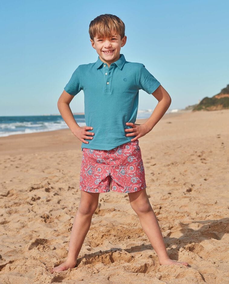 Basic-Polo Pique in Blau