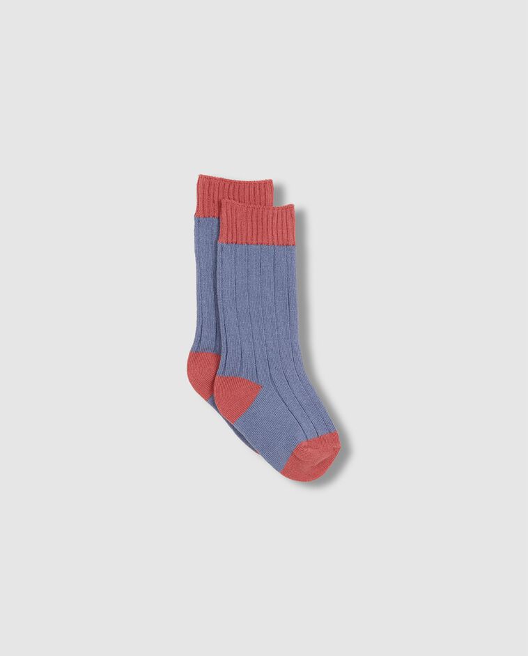 Chaussette basique en c&ocirc;tes &agrave; contraste rose