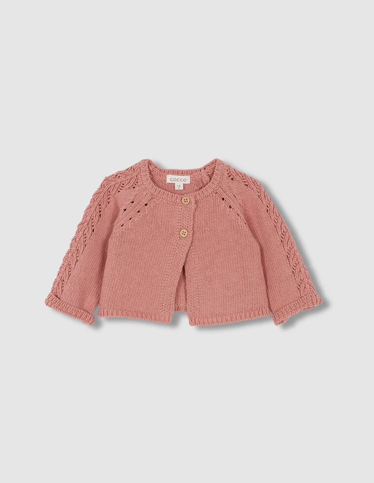 Casaco em malha microperfurada cor de rosa blush