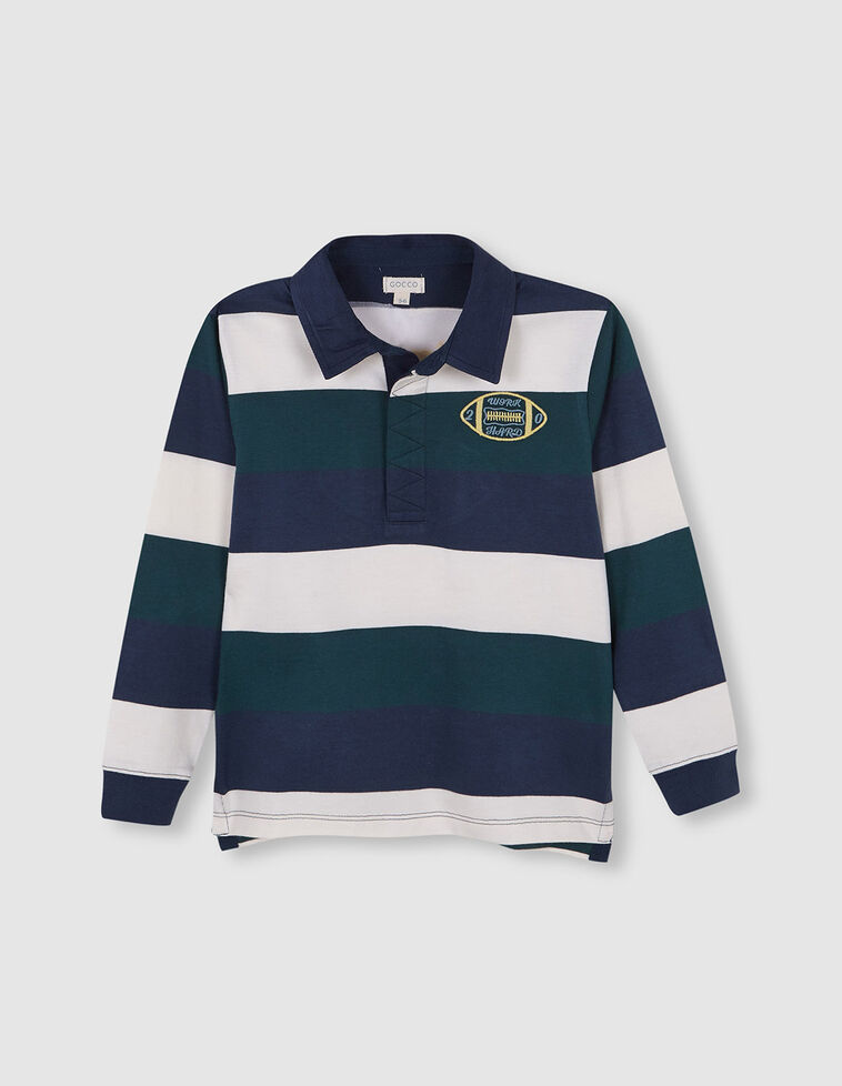 Polo a righe tricolore blu