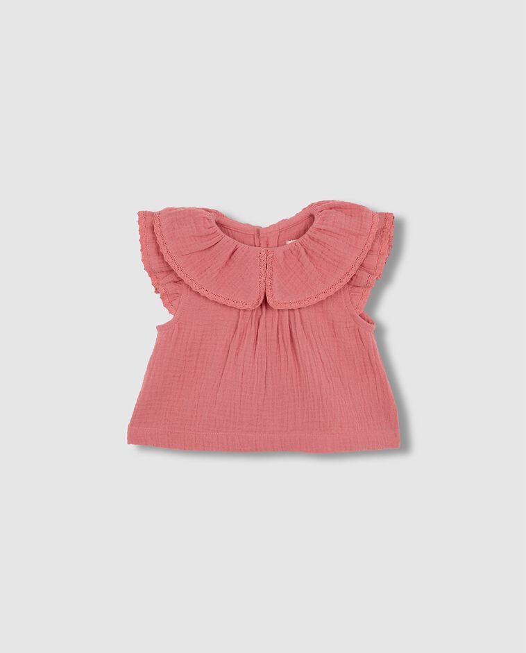 Blusa com malha de rede rosa