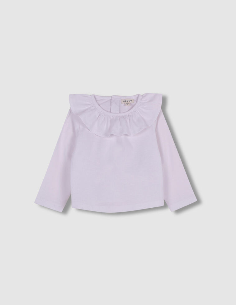 T-shirt Colletto Con Volant