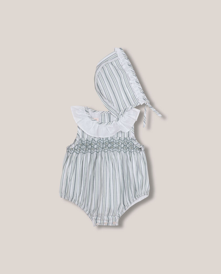 Barboteuse &agrave; smocks blanche