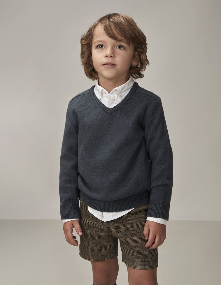 Maglione Collo A V Petrolio