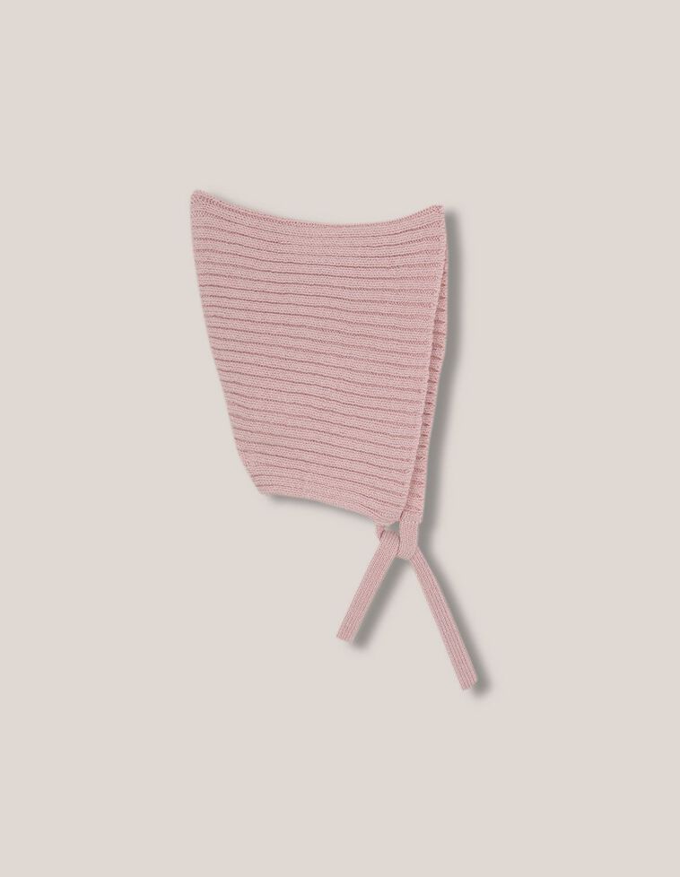 Bonnet type capuche côtelé rose