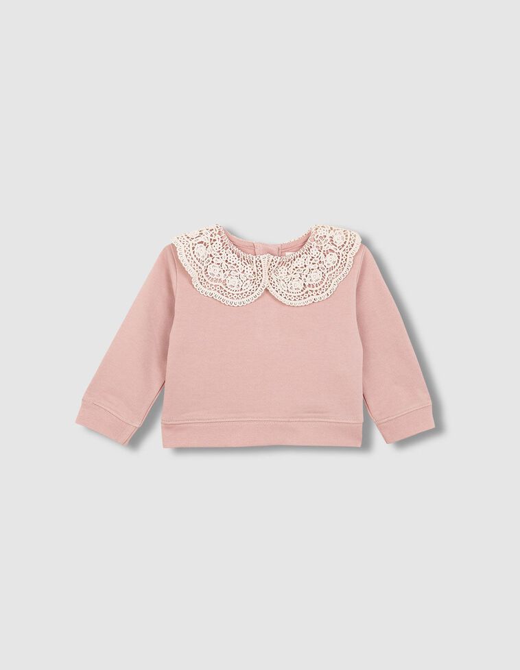 Sweat à col crochet lilas
