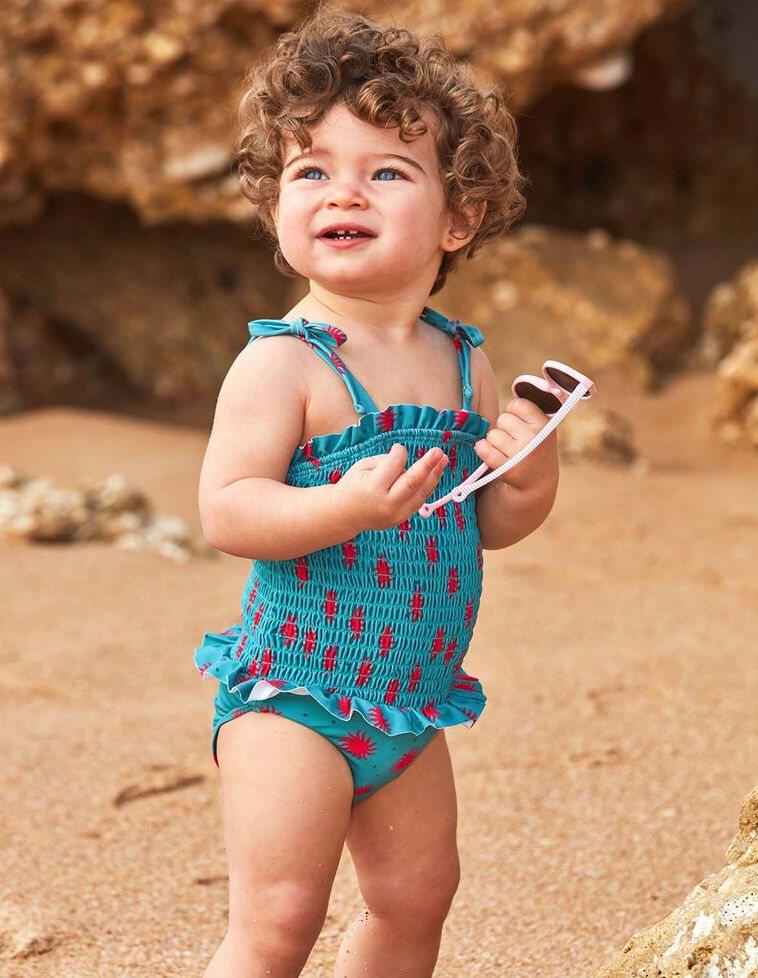 Maillot de bain smocké soleil bleu clair