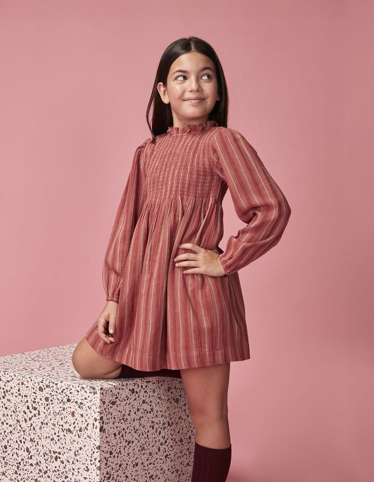 Robe rayée gommée rouge