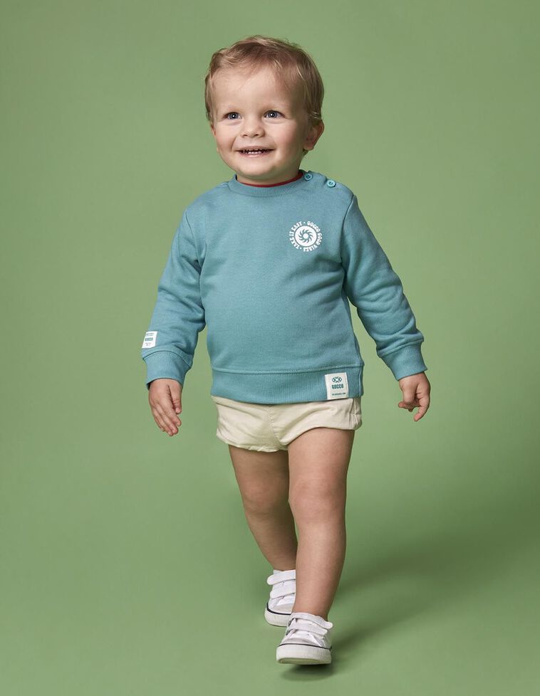 Sweat-shirt com print azul claro