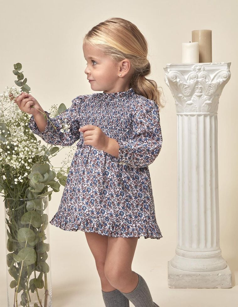 Robe à manches longues imprimée blanche