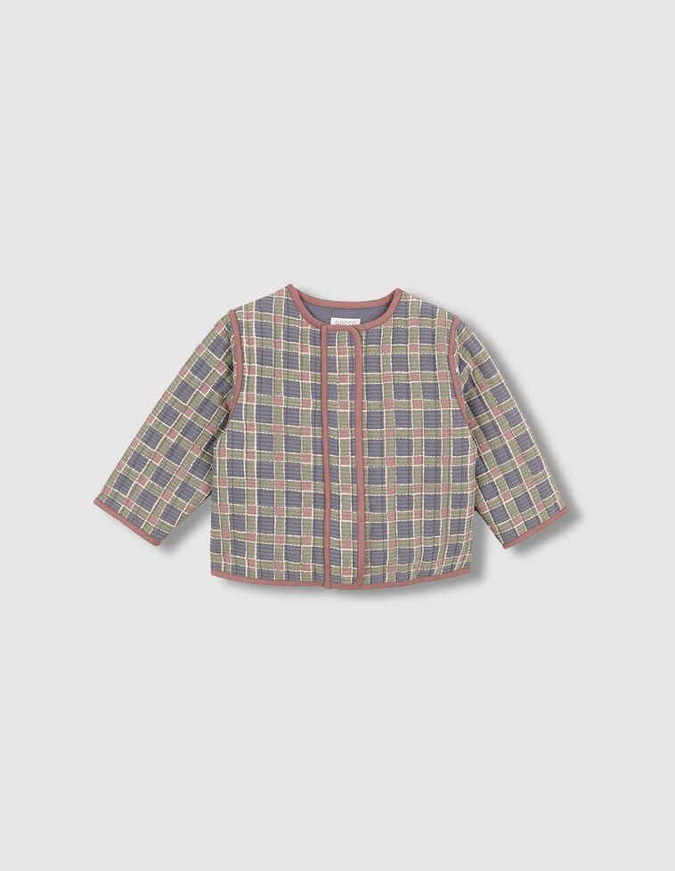 Veste matelassée à carreaux bleu clair