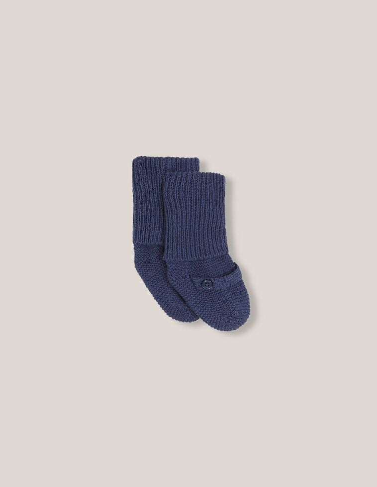 Chaussons bottes en tricot bleu