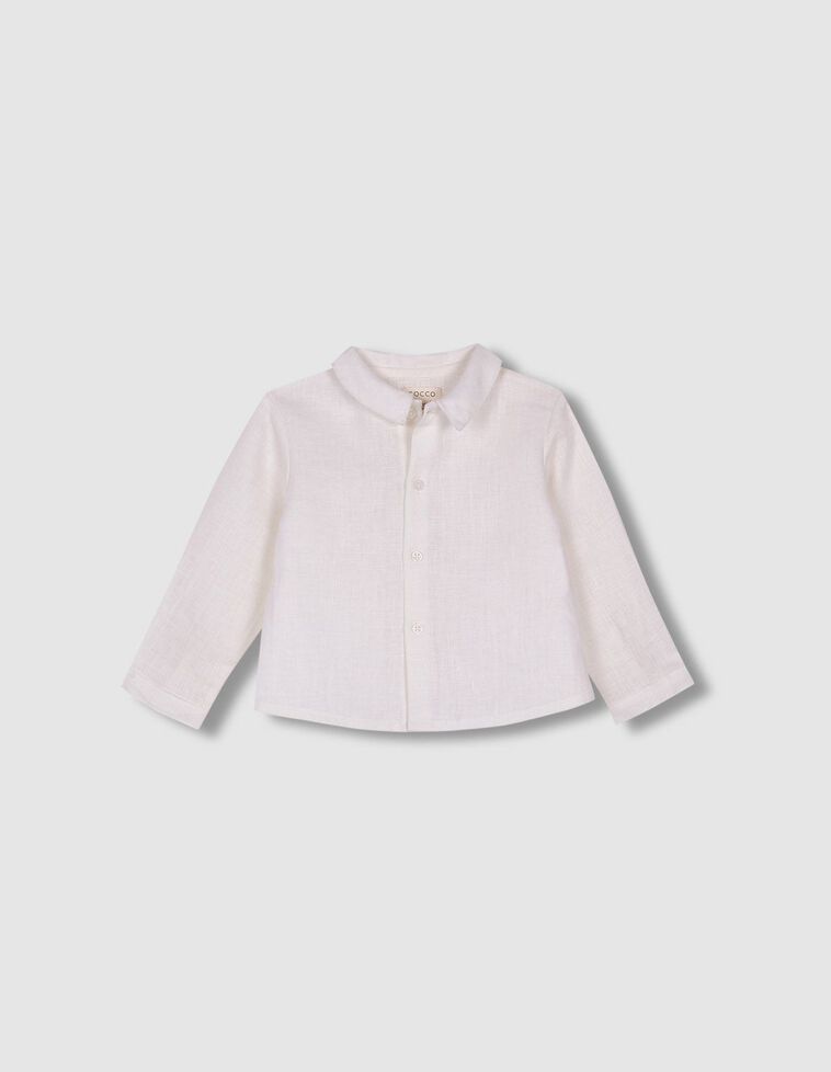 Camicia lino colletto neonato bianco