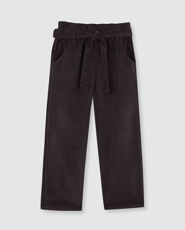 Pantalon gris en velours c&ocirc;tel&eacute; fille