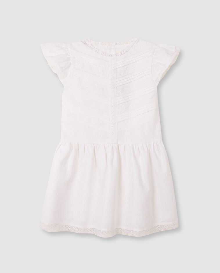 Robe en lin avec bretelles brod&eacute;es blanche