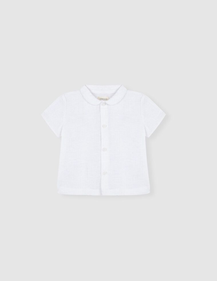 Camisa de manga curta em linho na cor branco