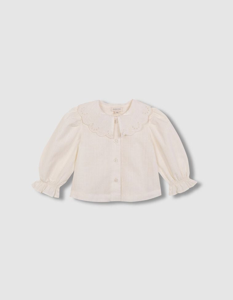 Blouse à col ondulé blanc