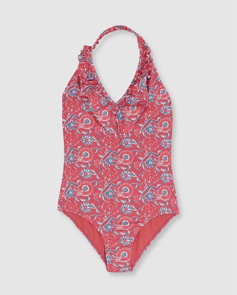 Maillot de bain m&egrave;re imprim&eacute; fleurs rose