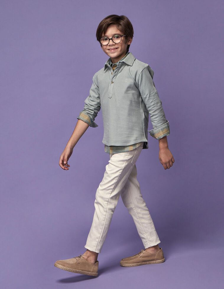 Chemise bleue en piqué