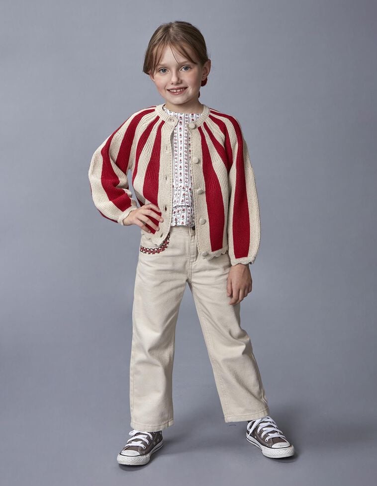 Pantalon droit avec broderies pierre