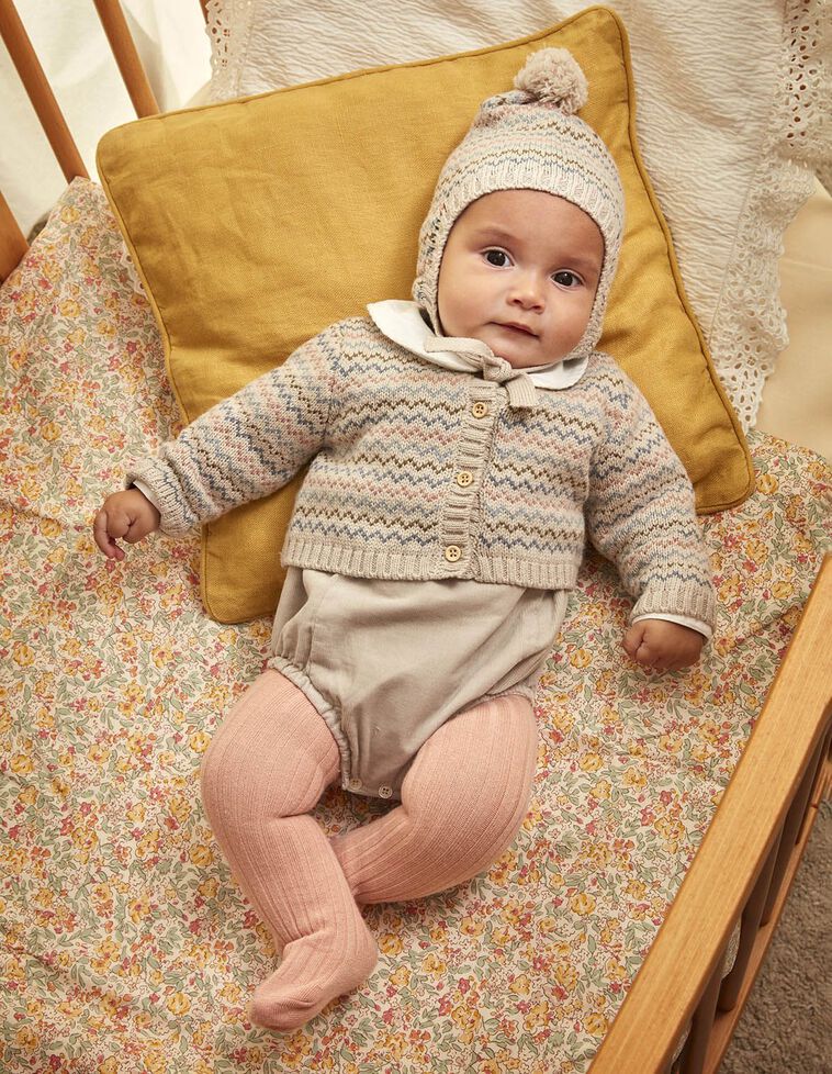 Veste intarsia couleur pierre