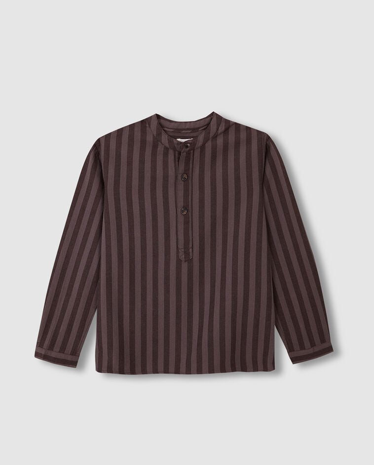 Chemise marron &agrave; rayures gar&ccedil;on