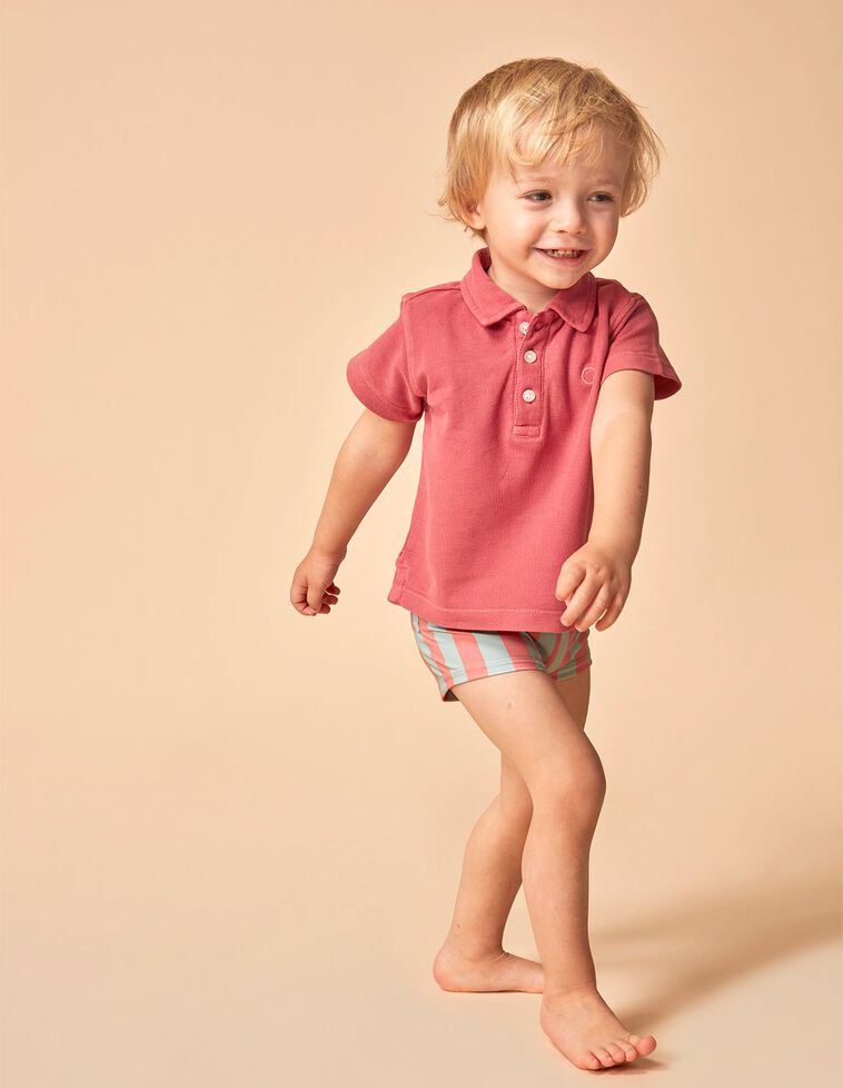 Costume da bagno a righe larghe color corallo